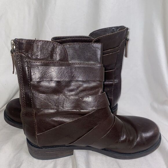 Vintage chunky biker goth Y2K Nine West Leather 7.5 m Buckle 90s moto baddie - Picture 8 of 11